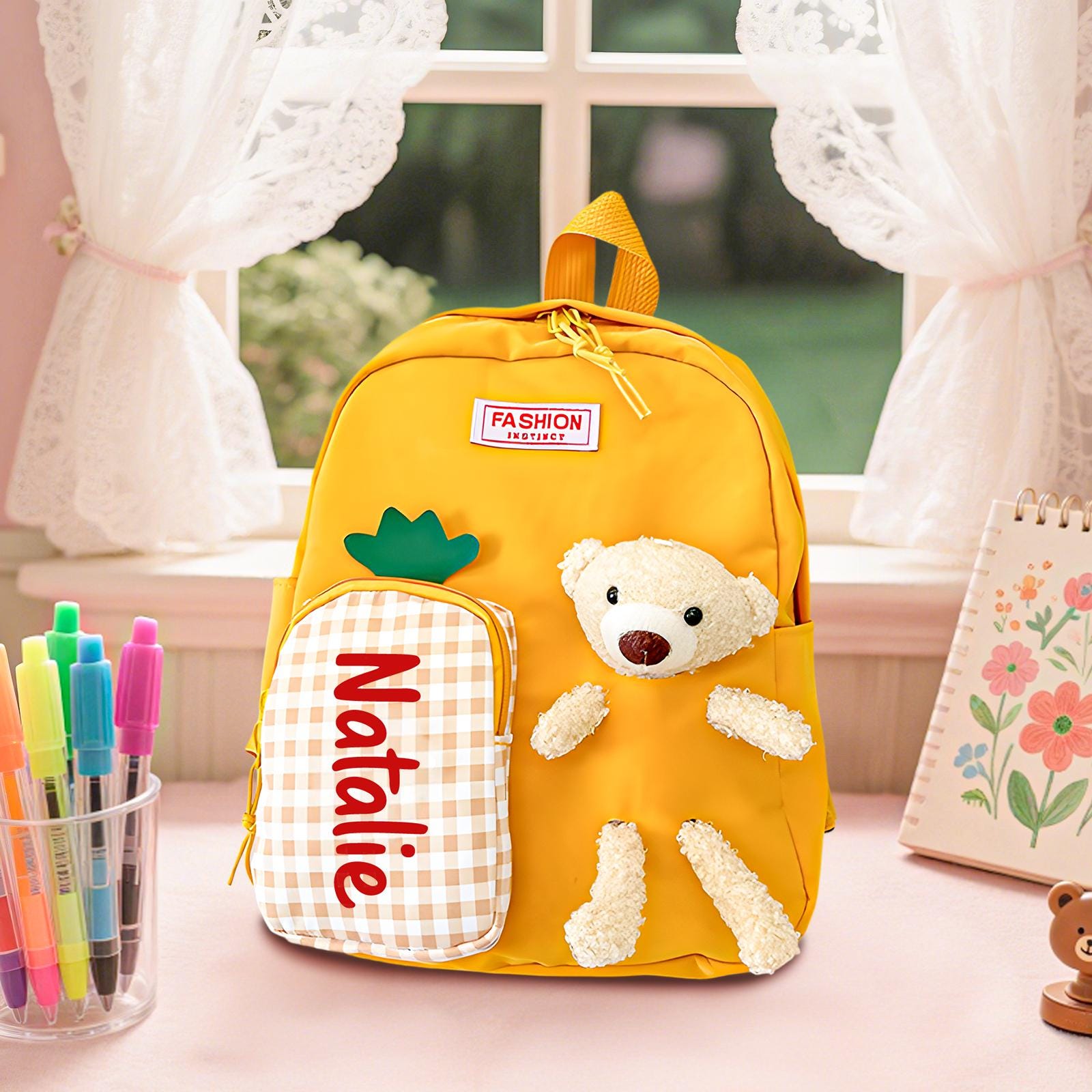 Teddy Bear Backpack Toddler Backpack, Custom Name Backpack, Children Name School Bag for Toddler,Back to School, Gift Birthday Child