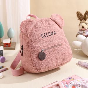 Sac à dos personnalisé en forme d'ours en peluche pour enfant, sac à dos personnalisé pour tout-petit, sac avec prénom brodé, cadeau enfant unique, idée cadeau enfant
