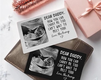 Custom Metal Ultrasound Photo Wallet Card, New Baby Sonogram Gift, Pregnancy Gift,Wallet Insert Card, New Dad Gift for Him, Fathers Day Gift