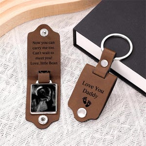 Porte-clés personnalisé à ultrasons, porte-clés Bump, cadeaux pour papa, cadeau d'anniversaire de papa sonogramme de Bump, cadeaux de 1ère fête des pères pour un nouveau papa