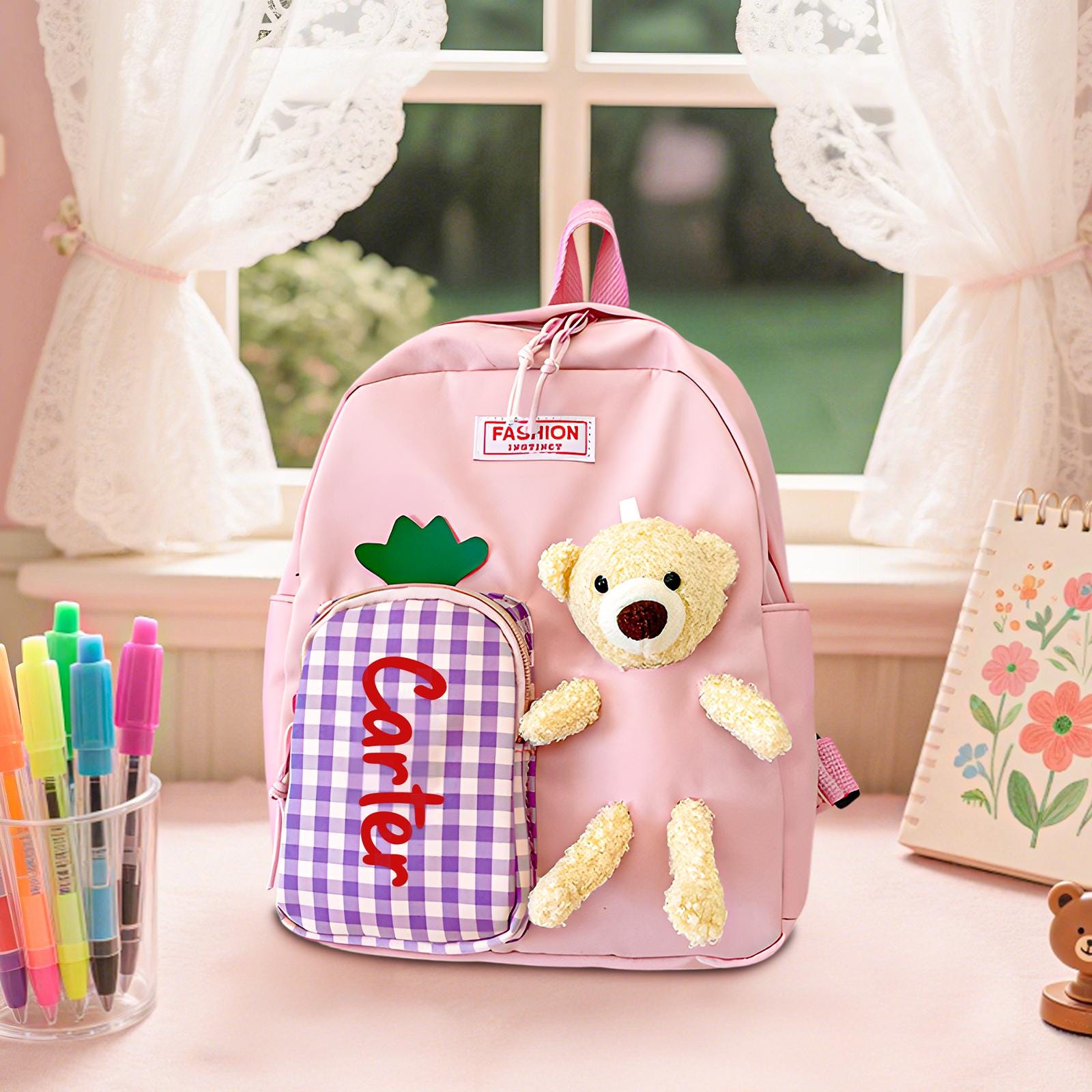 Teddy Bear Backpack Toddler Backpack, Custom Name Backpack, Children Name School Bag for Toddler,Back to School, Gift Birthday Child