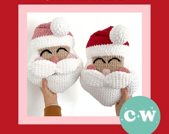 Crochet Santa Pillow Pattern: Bulky Yarn Christmas Decor (PDF Pattern)