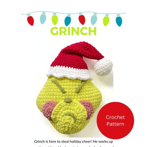 Crochet grinch, crochet pattern, Whoville, Holiday decor, crochet pillow