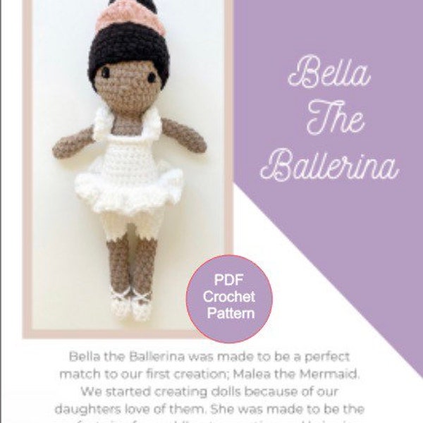 Ballerina Crochet Pattern, crochet doll pattern, amigurumi doll pattern, PDF