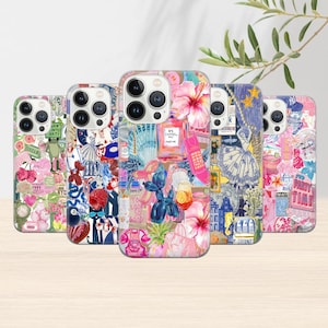 Kokette Collage Preppy und nette rosa ästhetische Telefon-Hülle für iPhone 16 15 14 13 12 11 PRO Max, Samsung-Galaxie S25, S23, Google Pixel-Abdeckung