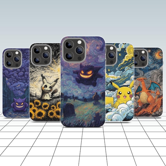 Starry Night Pokémon Phone Case | Van Gogh Style TPU Cover for iPhone Samsung