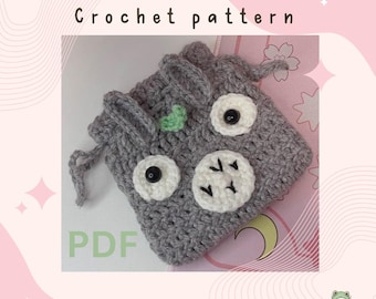 Crochet Bag Totoro PATTERN, Crochet Tote Bag Pattern, Totoro Crochet Bag Pattern, Totoro Crochet Bag Pattern, Drawstring Crochet