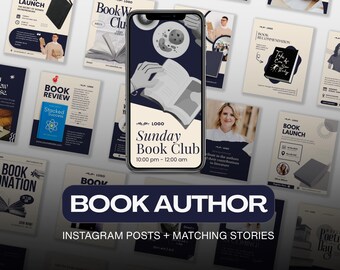 Book Launch Instagram Templates | Author Marketing Social Media Kit (Canva)
