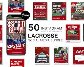 Lacrosse Instagram Templates | 50 Team & Player Canva Posts (Digital Download)