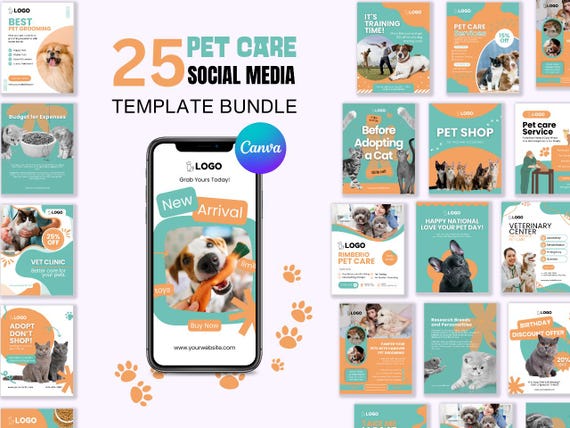 Pet Care Instagram Templates: Canva Social Media Kit