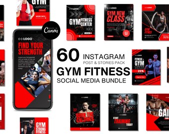 Gym Fitness Instagram Templates | Social Media Content (Canva Editable)