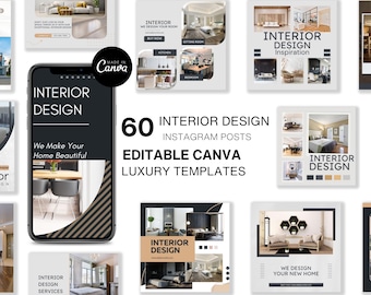 Interior Design Instagram Templates | Canva Editable Bundle