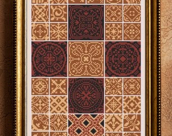 Victorian Cross Pattern Victorian Cross Stitch Pattern, Ornamental Tile Embroidery Design ...