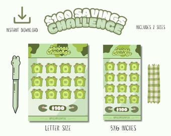 kawaii Digital money savings challenge | printable savings tracker | budget binder insert | Instant download PDF | A6 and letter size bundle