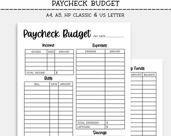 Paycheck Budget Printable PDF