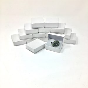 Pearl White Boxes - 20 count (2 x 1.5 x .75 in.) Cotton Filled Ring Boxes