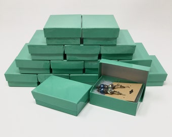 Teal Blue Boxes - 20-count (3.25 x 2.25 x 1 in.) Cotton Filled Jewelry Boxes