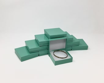 Teal Blue Boxes - 20-count (3.5 x 3.5 x 1 in.) Square Cotton Filled Boxes