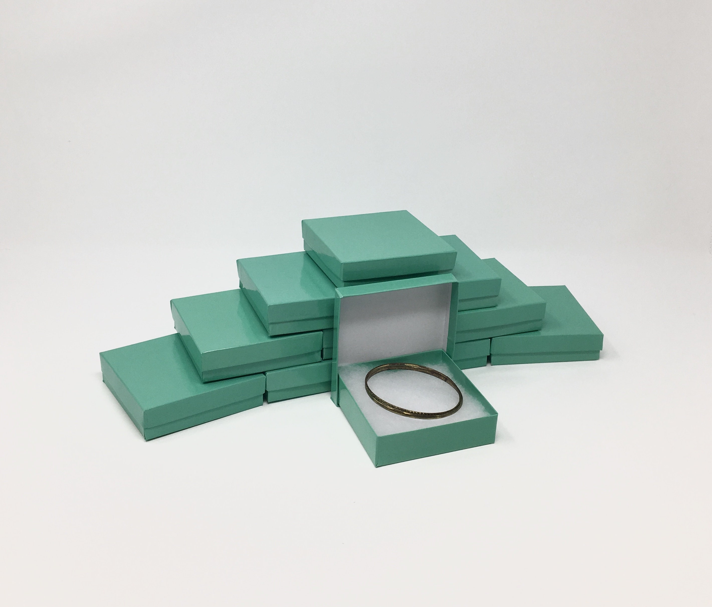 Teal Blue Boxes - 20-count (3.5 x 3.5 x 1 in.) Square Cotton Filled B…