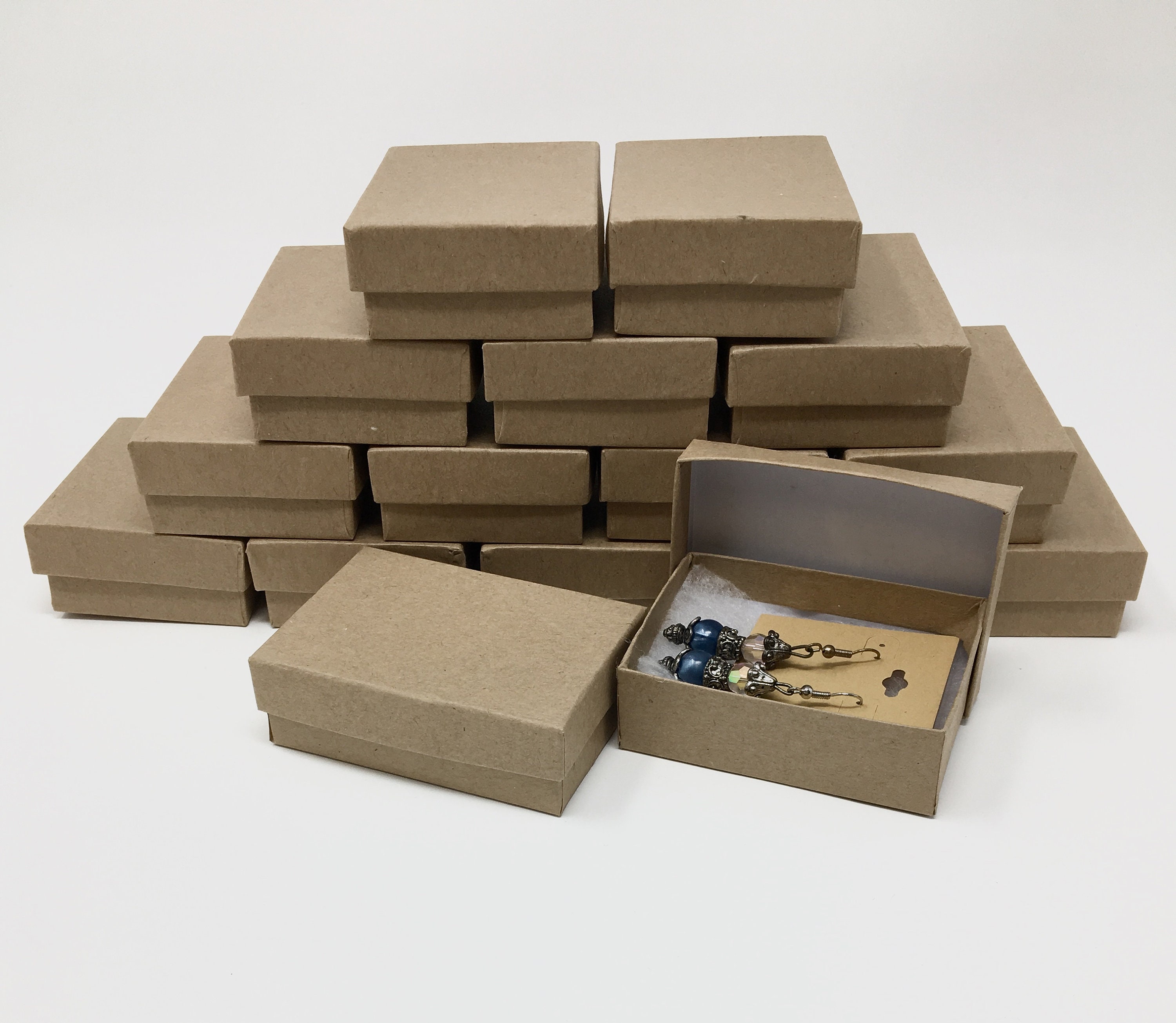 Kraft Boxes - 20 count (3.25 x 2.25 x 1) Cotton Filled Boxes