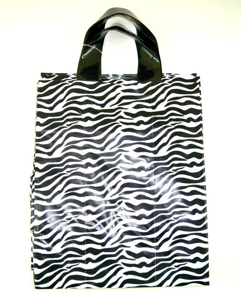 ZEBRA Print 20 Pack Frosted Soft Loop Handle Bags 8 x 10 in. | Etsy