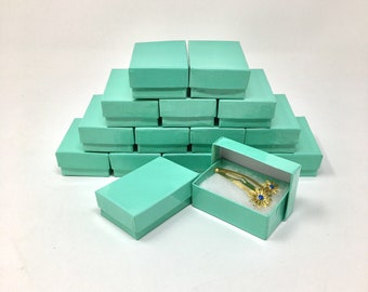 Teal Blue Boxes - 20 count (2.5 x 1.5 x 1) Cotton Filled Jewelry Boxes