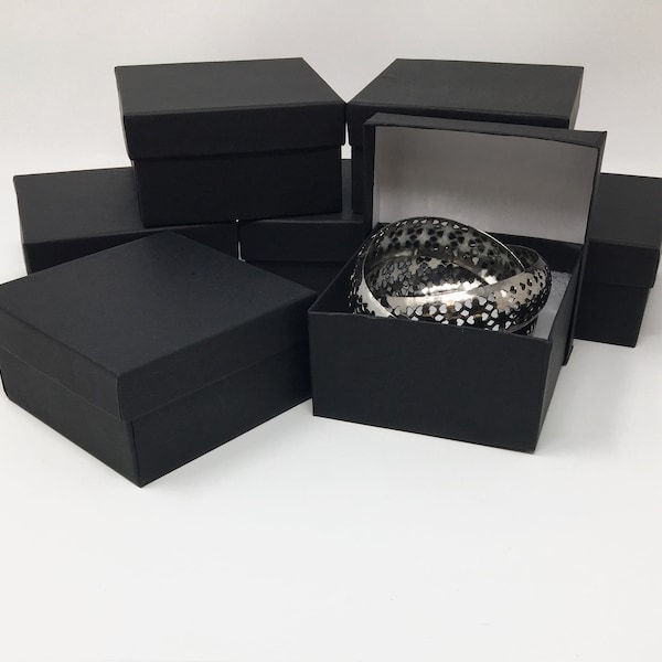 10 Pack - Matte Black Jewelry Boxes (3.75x3.75x2in.)