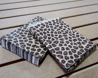 100 Pack Leopard Print Sacks (5 x 7 in)/ Leopard Print Paper Bags - FREE SHIPPING