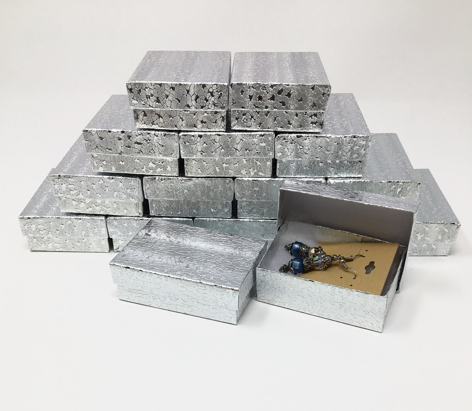 Silver Foil Boxes 20 Count 3 25 X 2 25 X 1 Cotton Filled Etsy