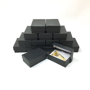 Matte Black Boxes - 20 count (2.5 x 1.5 x 1) Cotton Filled Jewelry Boxes