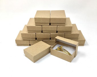 Kraft boxes - 20 count (2.5 x 1.5 x 1) Cotton Filled Jewelry Boxes