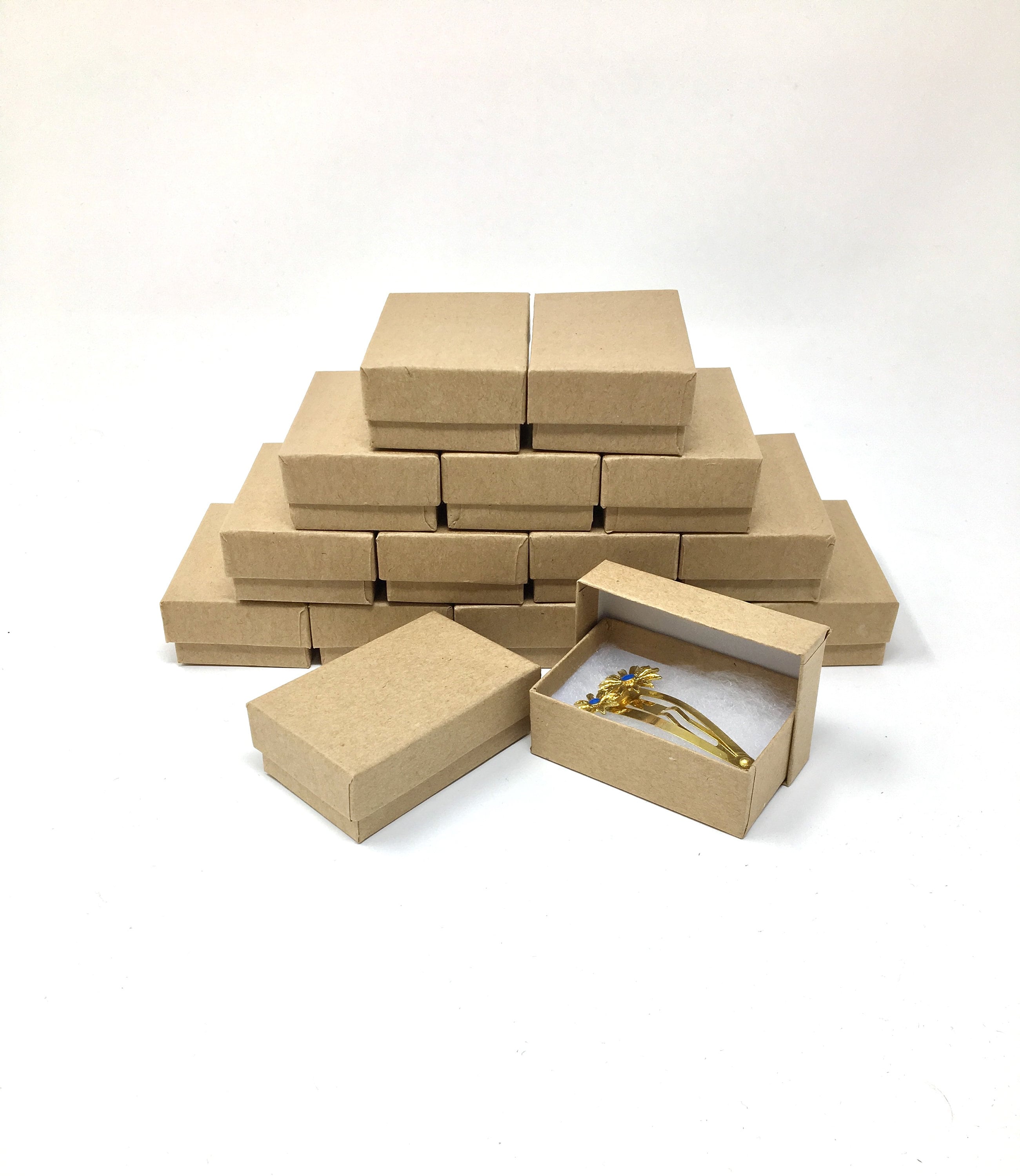 Kraft boxes - 20 count (2.5 x 1.5 x 1) Cotton Filled Jewelry Boxes