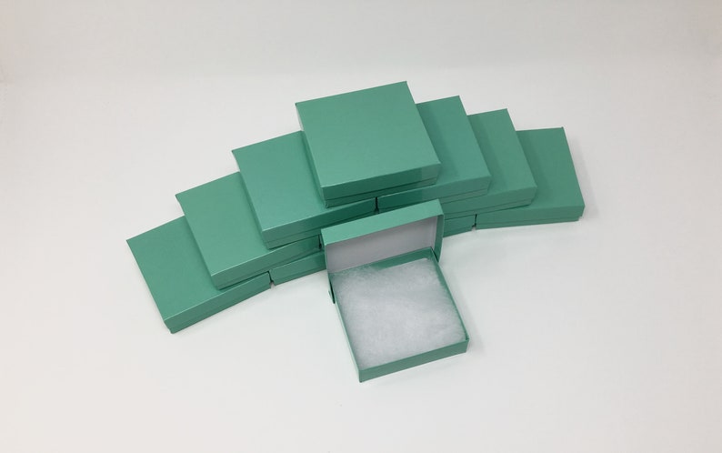 Teal Blue Boxes 20-count 3.5 x 3.5 x 1 in. Square Cotton Filled Boxes image 2