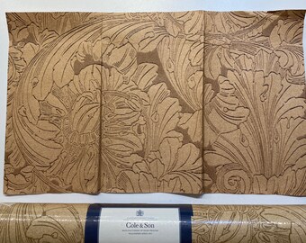 Cole & Son Wallpaper Small Acanthus CMW264 Neutral Beige Embossed Wall Covering