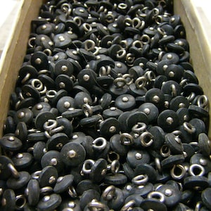 Antique Vintage Victorian Boot Buttons - Black Matte with Silver Eye