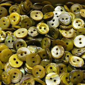 Antique Vintage Green Pearl Shell Buttons 2 Holes - DIY Crafts & Sewing Projects