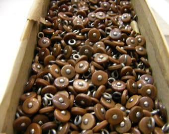 Antique Vintage Victorian Tan Colored Boot Buttons with Silver Eye