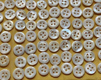 Antique White Pearl Shell Buttons 4 Holes - DIY Crafts & Sewing Projects - Sold In QTY Of 7