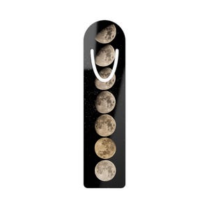 Moon Phases Bookmark, Celestial Reading Gift, Metal Bookmark for Book Lovers, Astronaut Decor, Night Sky Aesthetic