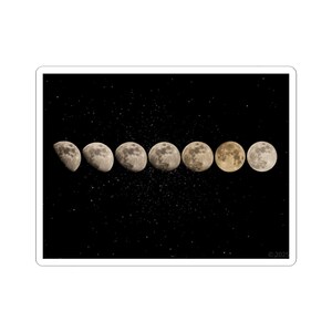 Moon Phases Kiss-Cut Stickers, Lunar Cycle Sticker Sheet, Celestial Planner Decoration, Night Sky Scrapbooking, Astronomy Journal Decor,
