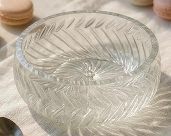 Vintage Hand-Cut Lead Crystal Bowl: Swirl & Starburst Design, 8" Wide