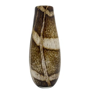 Vintage Brown Art Glass Vase – 15” Handblown Tortoise Shell Pattern – Mid-Century Style