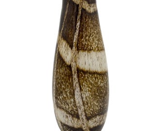 Vintage Brown Art Glasvase - 15 ”handgeblasenes Schildpattmuster - Mid-Century-Stil