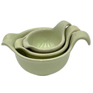 Creative Co-op Ceramic Measuring Cups - Set of 3 Nesting - Sage Green Kitchen Decor
