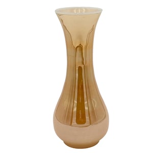 Vintage Peach Iridescent Carnival Glass Vase: Mid-Century Art Deco Décor