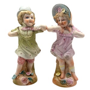 Vintage Ardalt Porcelain Figurines: Hand-Painted Boy and Girl Pair