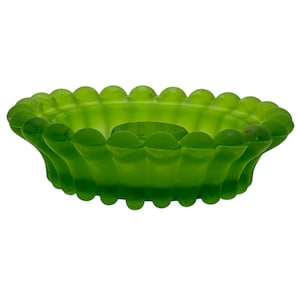 Vintage Westmoreland Glass Candle Holder – Beaded Edge Chartreuse Vaseline Glass
