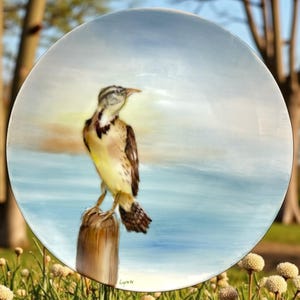 Hand Painted Bird Plate – Lynn von Spreckelsen – Vintage HR Germany Porcelain – Coastal Decor