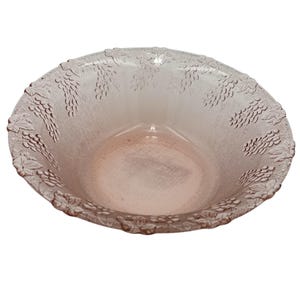 Vintage Pink Depression Glass Bowl – Grapevine Pattern, 11” Wide Fruit or Serving Bowl