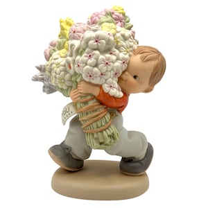 Memories of Yesterday “A Whole Bunch of Love for You” Figurine by Enesco 1991 – Boy with Flowers – Lucie Attwell